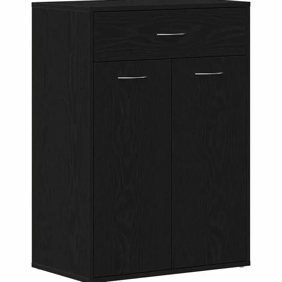 vidaXL - Schoenenkast met 1 lade en 2 deuren - Zwart eiken - Hout - 60x35x84 cm