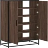 vidaXL - Schoenenkast met metalen poten 10 paar - Bruin eiken - 75x38x97,5 cm