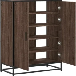 vidaXL - Schoenenkast met metalen poten 10 paar - Bruin eiken - 75x38x97,5 cm