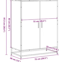 vidaXL - Schoenenkast met metalen poten 10 paar - Bruin eiken - 75x38x97,5 cm