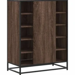 vidaXL - Schoenenkast met metalen poten 10 paar - Bruin eiken - 75x38x97,5 cm
