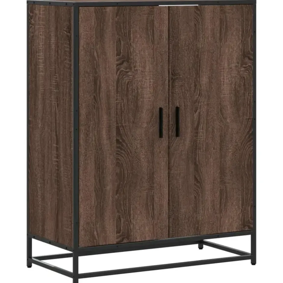 vidaXL - Schoenenkast met metalen poten 10 paar - Bruin eiken - 75x38x97,5 cm