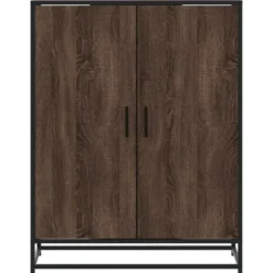 vidaXL - Schoenenkast met metalen poten 10 paar - Bruin eiken - 75x38x97,5 cm