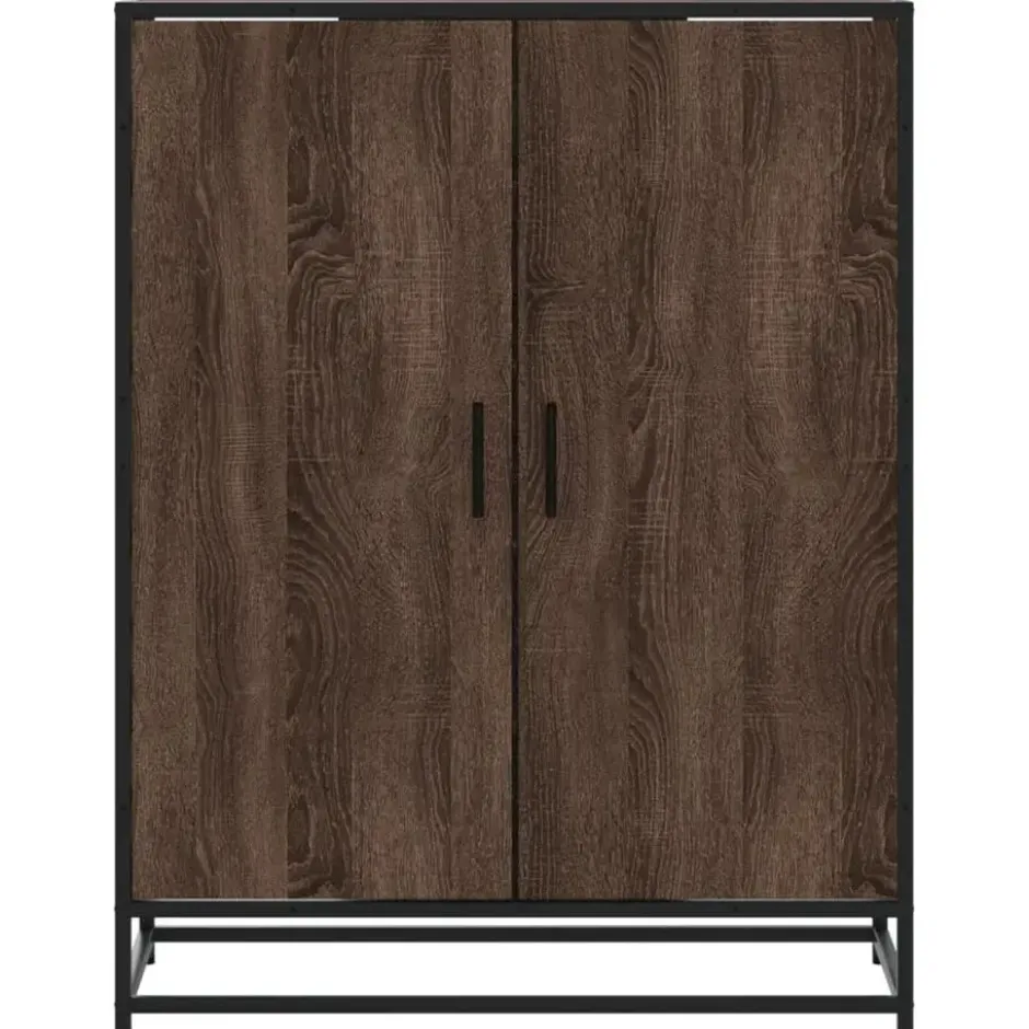 vidaXL - Schoenenkast met metalen poten 10 paar - Bruin eiken - 75x38x97,5 cm