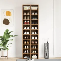 vidaXL - Schoenenkast - Oud hout - Bewerkt hout - 22 paar - 54x34x183 cm