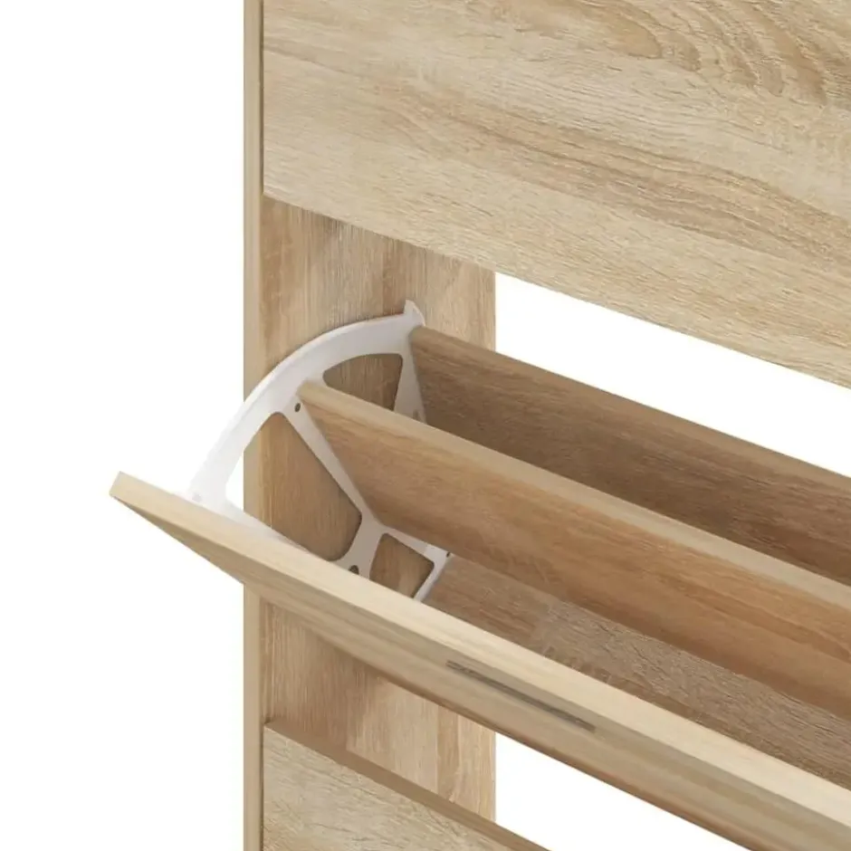 vidaXL - Schoenenkast 8 paar met 4 kleppen - Sonoma eiken - Hout - 63x24x147 cm