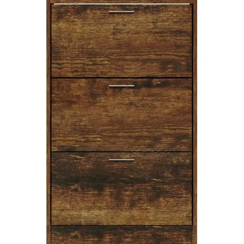 vidaXL - Schoenenkast 6 paar met 3 kleppen - Gerookt eiken - Hout - 63x24x103 cm