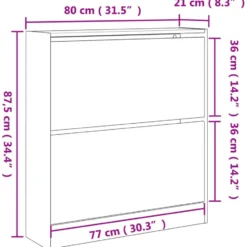 vidaXL - Schoenenkast 6 paar met 2 kleppen - Sonoma eiken - Hout - 80x21x87.5 cm