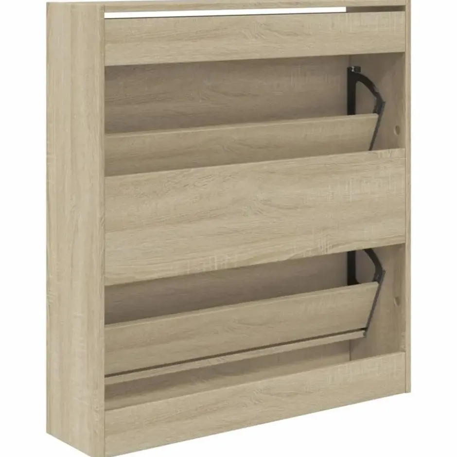 vidaXL - Schoenenkast 6 paar met 2 kleppen - Sonoma eiken - Hout - 80x21x87.5 cm