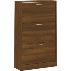 vidaXL - Schoenenkast 6 paar met 3 kleppen - Bruin eiken - Hout - 63x24x103 cm
