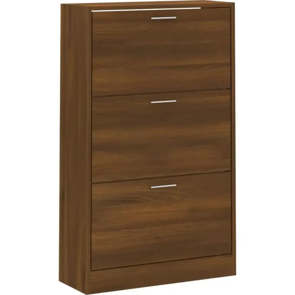 vidaXL - Schoenenkast 6 paar met 3 kleppen - Bruin eiken - Hout - 63x24x103 cm