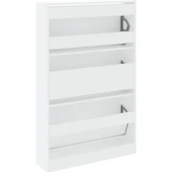 vidaXL - Schoenenkast 9 paar met 3 kleppen - Wit - Bewerkt hout - 80x21x125.5 cm