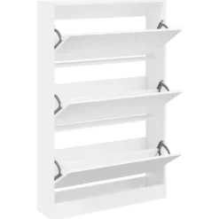 vidaXL - Schoenenkast 9 paar met 3 kleppen - Wit - Bewerkt hout - 80x21x125.5 cm