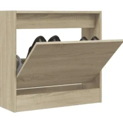 vidaXL - Schoenenkast 2 paar met 1 klep - Sonoma eiken - Hout - 60x21x57 cm