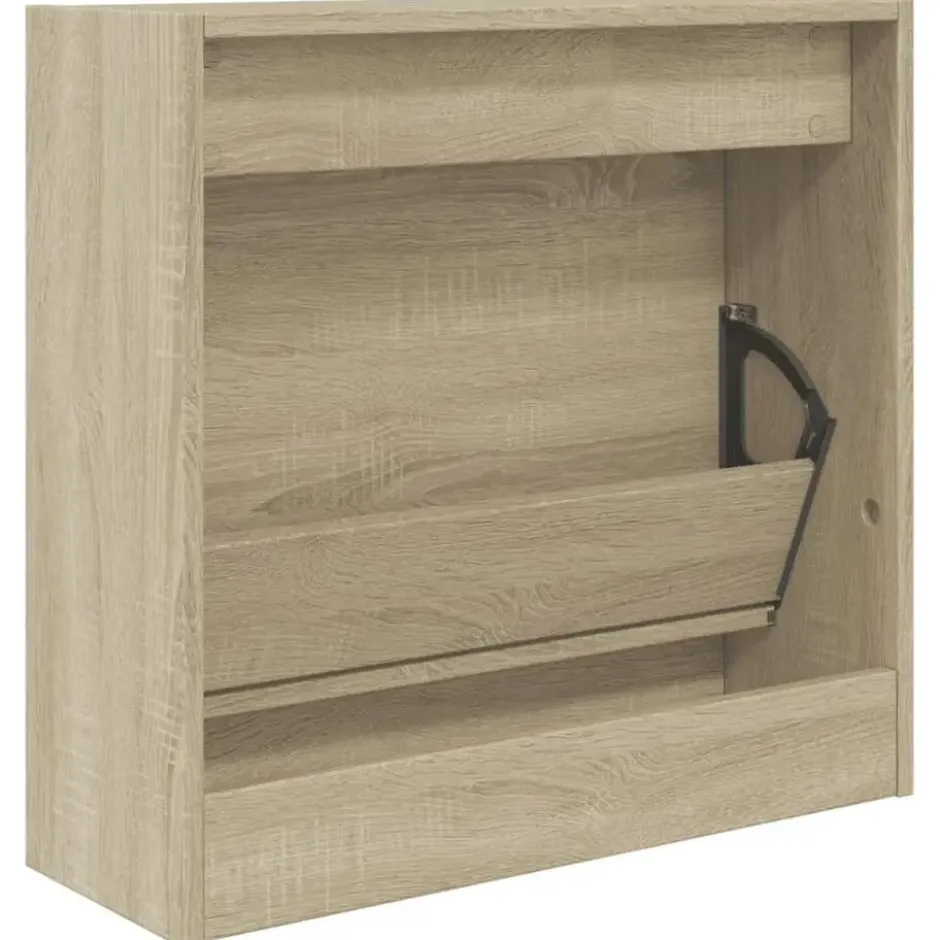 vidaXL - Schoenenkast 2 paar met 1 klep - Sonoma eiken - Hout - 60x21x57 cm