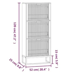 vidaXL - Schoenenkast 6 paar met 3 lameldeur - Zwart - Hout - 52x25x120 cm
