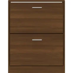 vidaXL - Schoenenkast 4 paar met 2 kleppen - Bruin eiken - Hout - 59x17x81 cm