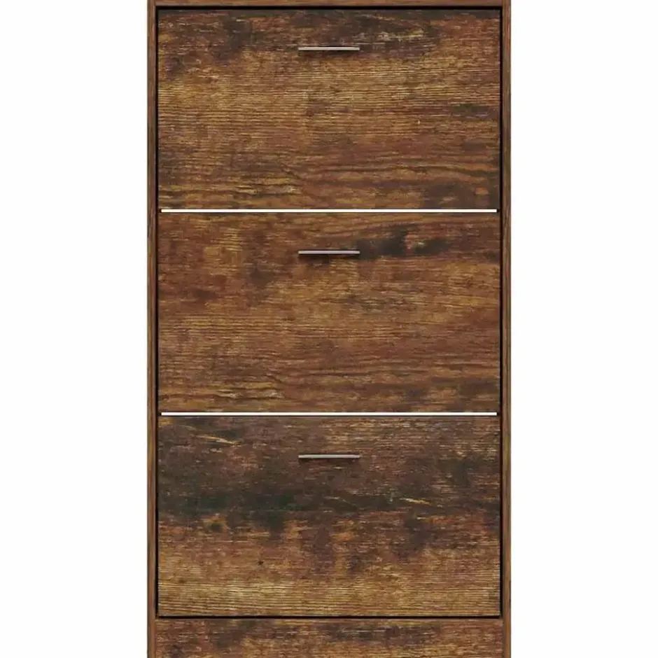 vidaXL - Schoenenkast 6 paar met 3 kleppen - Gerookt eiken - Hout - 59x17x108 cm