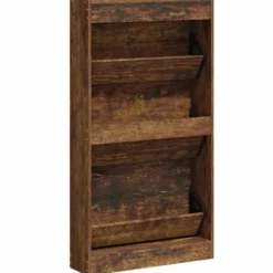 vidaXL - Schoenenkast 6 paar met 3 kleppen - Gerookt eiken - Hout - 59x17x108 cm