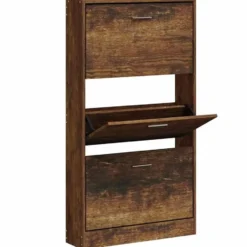 vidaXL - Schoenenkast 6 paar met 3 kleppen - Gerookt eiken - Hout - 59x17x108 cm