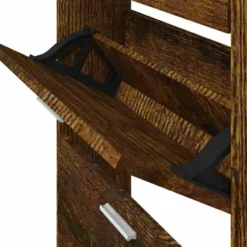 vidaXL - Schoenenkast 6 paar met 3 kleppen - Gerookt eiken - Hout - 59x17x108 cm
