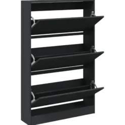 vidaXL - Schoenenkast 9 paar met 3 kleppen - Zwart - Hout - 80x21x125.5 cm