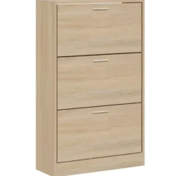 vidaXL - Schoenenkast 6 paar met 3 kleppen - Sonoma eiken - Hout - 63x24x103 cm