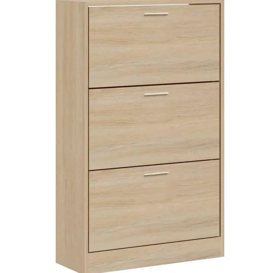 vidaXL - Schoenenkast 6 paar met 3 kleppen - Sonoma eiken - Hout - 63x24x103 cm