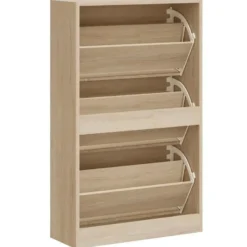 vidaXL - Schoenenkast 6 paar met 3 kleppen - Sonoma eiken - Hout - 63x24x103 cm