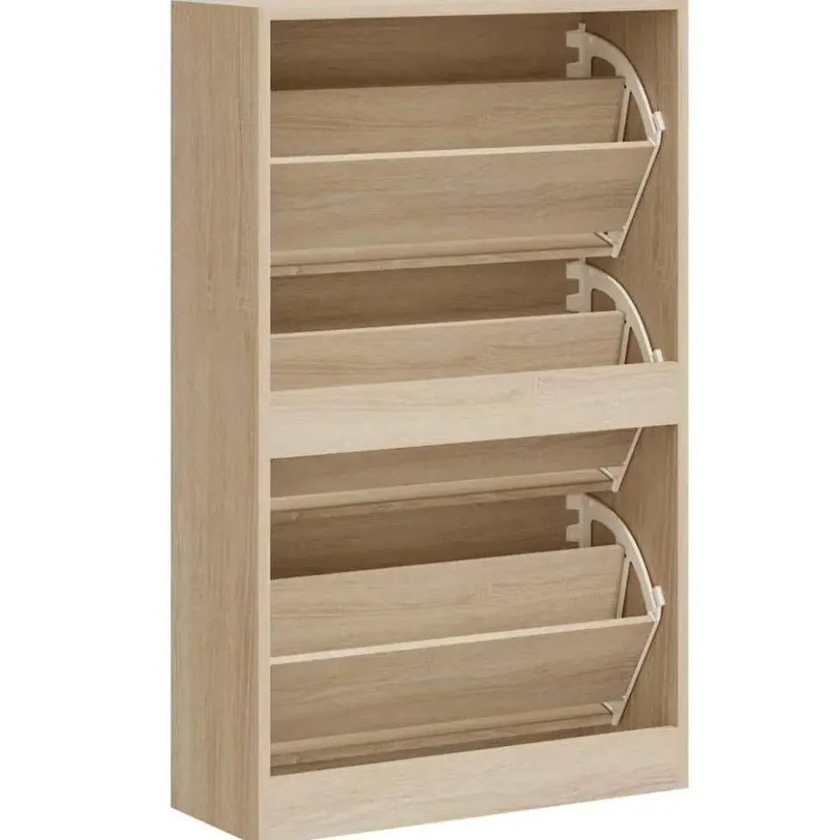 vidaXL - Schoenenkast 6 paar met 3 kleppen - Sonoma eiken - Hout - 63x24x103 cm
