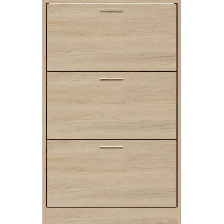 vidaXL - Schoenenkast 6 paar met 3 kleppen - Sonoma eiken - Hout - 63x24x103 cm