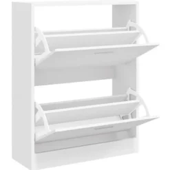 vidaXL - Schoenenkast 4 paar met 2 kleppen - Hoogglans wit - Hout - 63x24x81 cm