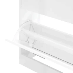 vidaXL - Schoenenkast 4 paar met 2 kleppen - Hoogglans wit - Hout - 63x24x81 cm