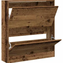 vidaXL - Schoenenkast voor entree 4 paar - Gerookt eiken - 80x21x87,5 cm