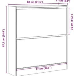 vidaXL - Schoenenkast voor entree 4 paar - Gerookt eiken - 80x21x87,5 cm