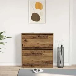 vidaXL - Schoenenkast voor entree 4 paar - Gerookt eiken - 80x21x87,5 cm