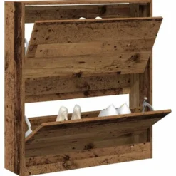 vidaXL - Schoenenkast voor entree 4 paar - Gerookt eiken - 80x21x87,5 cm