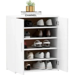 vidaXL - Schoenenkast - Wit - Bewerkt hout - 60 x 35 x 70 cm