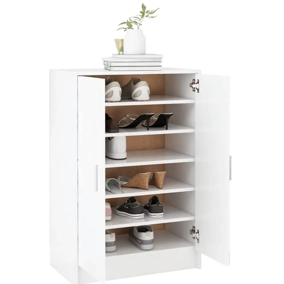 vidaXL - Schoenenkast - Wit - Bewerkt hout - 60 x 35 x 92 cm