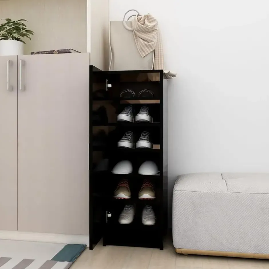 vidaXL - Schoenenkast - Zwart - Bewerkt hout - 31.5 x 35 x 92 cm