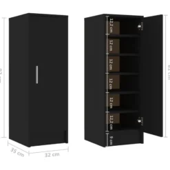 vidaXL - Schoenenkast - Zwart - Bewerkt hout - 31.5 x 35 x 92 cm