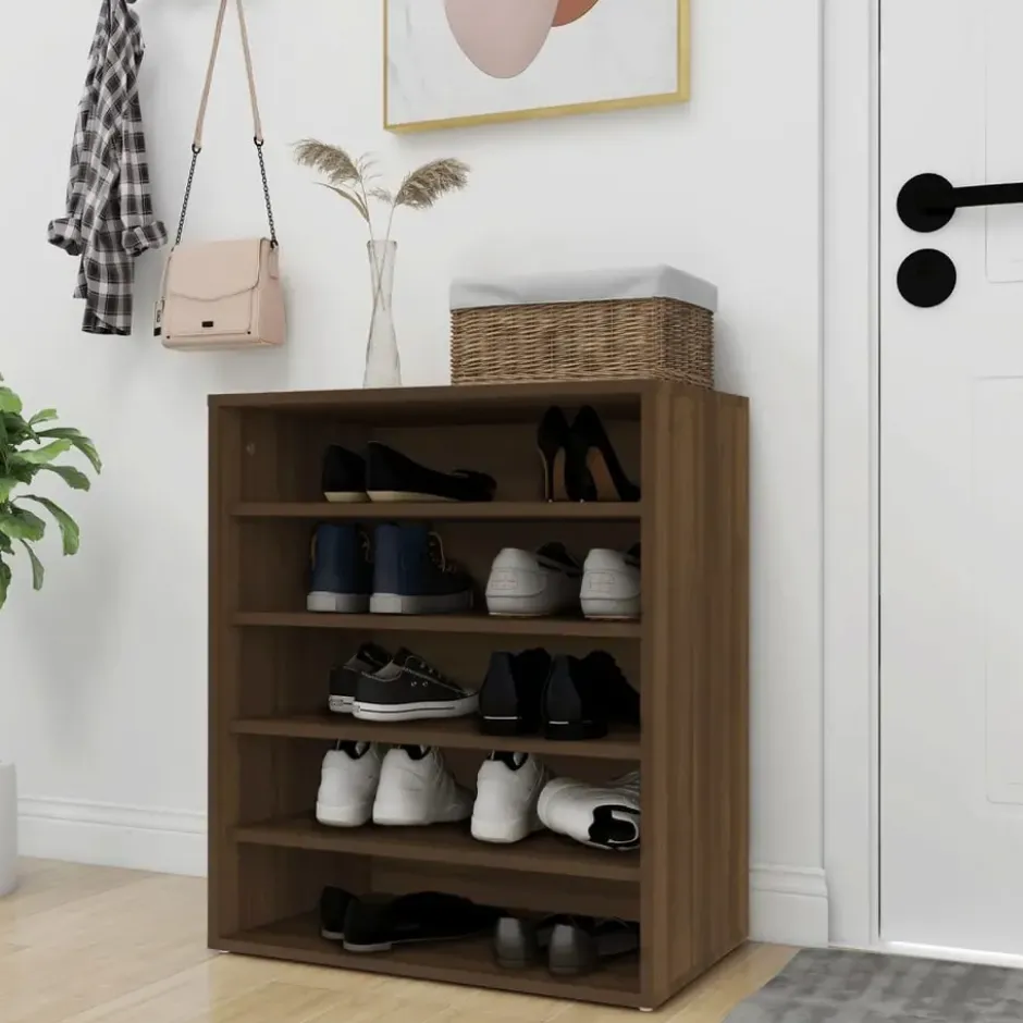 vidaXL - Schoenenrek - Bruin - Bewerkt hout - 60 x 35 x 70 cm