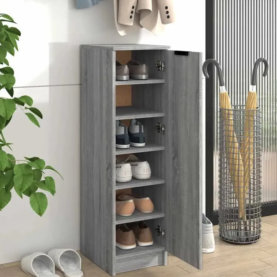 vidaXL - Schoenenrek - Grijs - Bewerkt hout