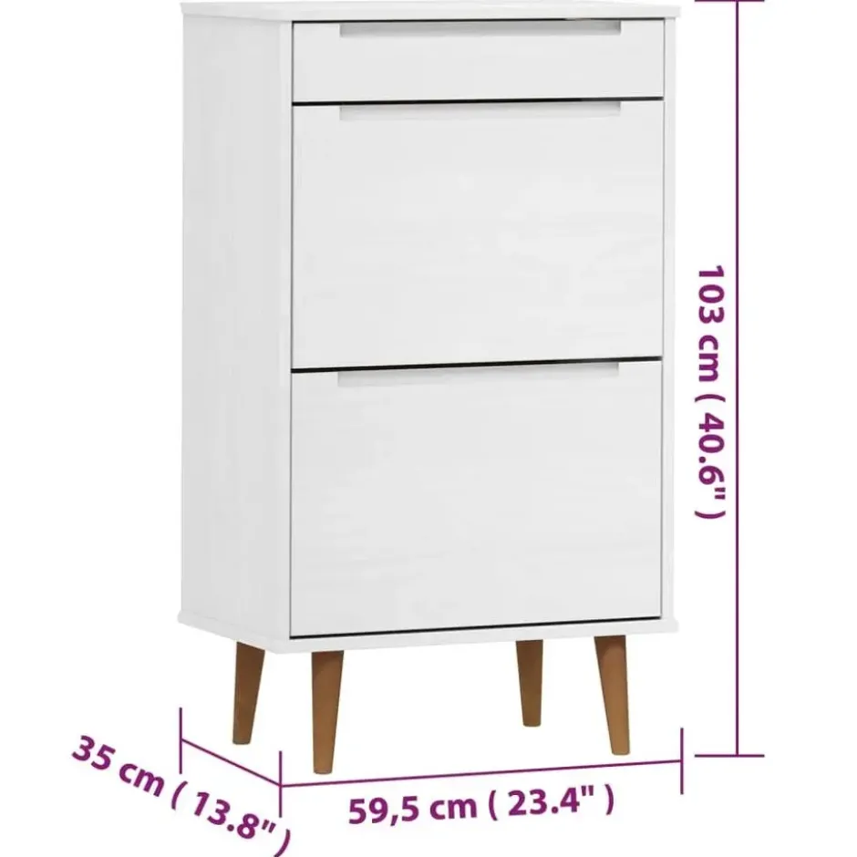 vidaXL - Schoenenrek - Wit - Grenenhout