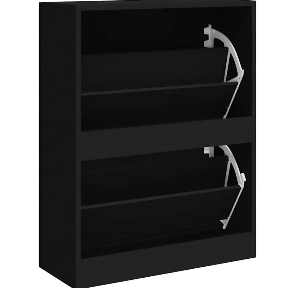 vidaXL - Schoenenrek - Zwart - Bewerkt hout