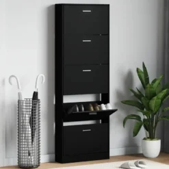 vidaXL - Schoenenrek - Zwart - Bewerkt hout