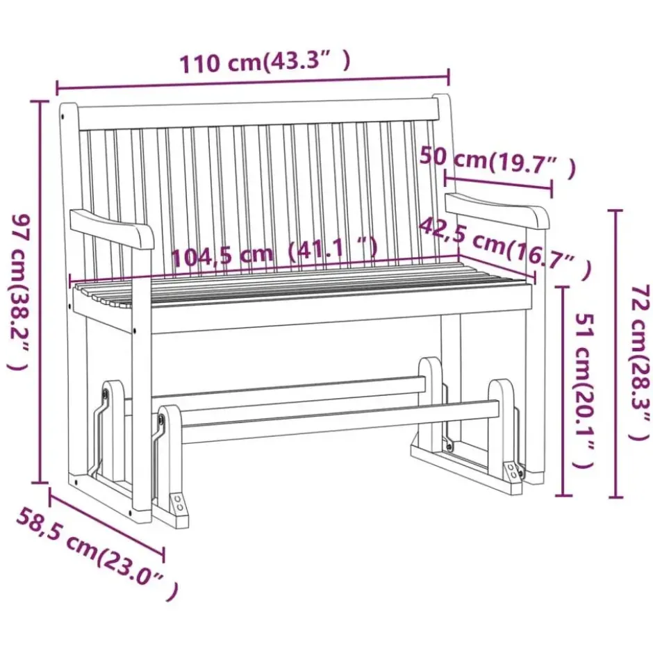 vidaXL - Schommelbank - Bruin - Acaciahout -110 cm