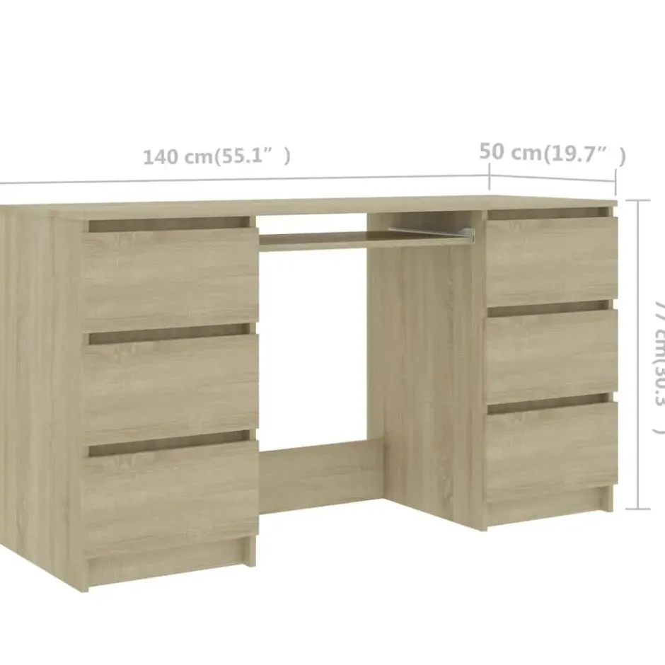 vidaXL - Schrijfbureau - Bruin - Bewerkt hout