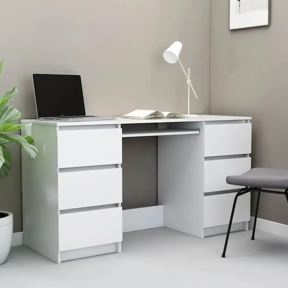 vidaXL - Schrijfbureau - Wit - Bewerkt hout