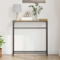 vidaXL - Sidetable - Artisanaal eiken - Gelaagd hout en metaal - 75x19.5x75 cm